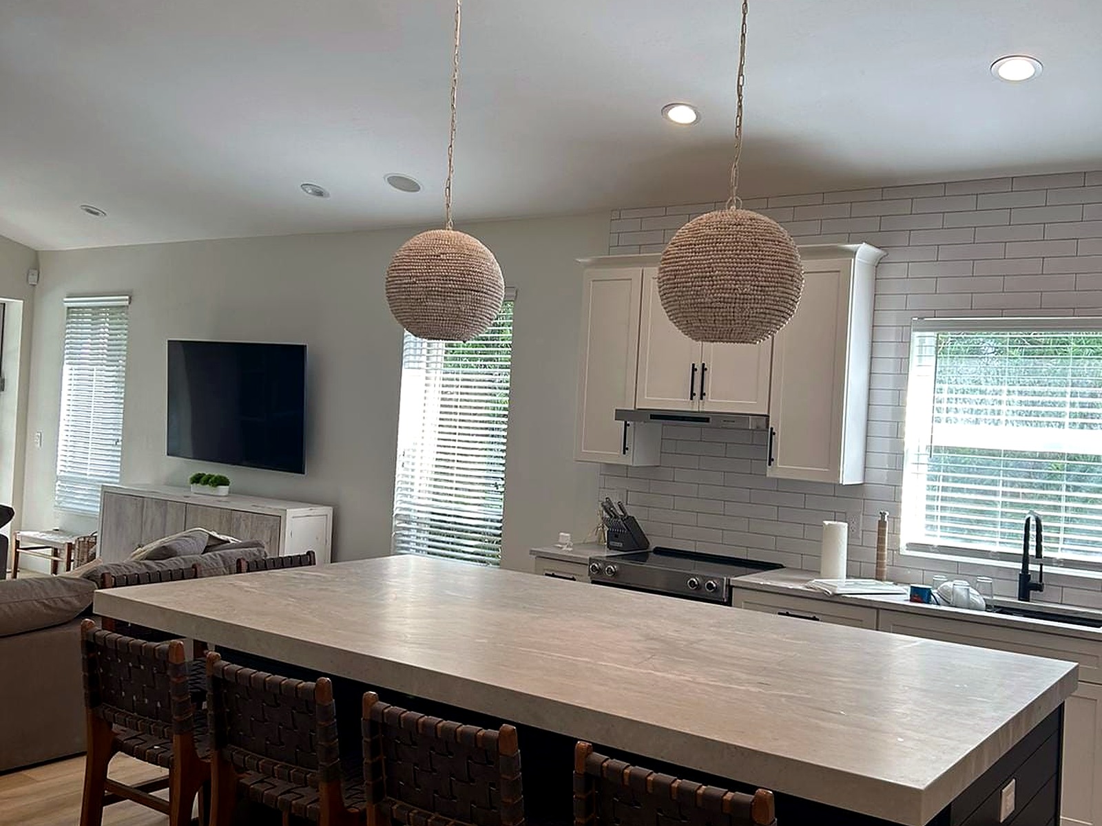 Completed kitchen island remodeling project by Creative Design of Florida LLC