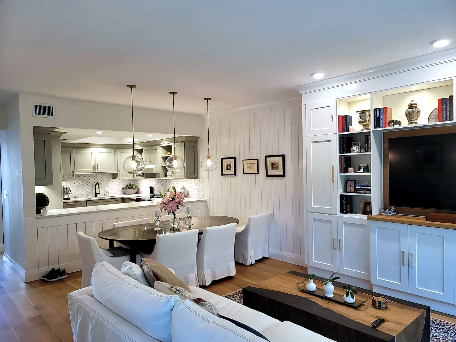 Completed kitchen and living room remodeling project by Creative Design of Florida LLC